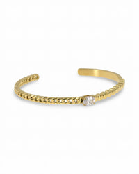 Open back bangle bracelet with oval zirconia