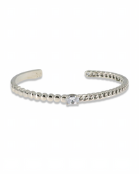Open back bangle bracelet with oval zirconia