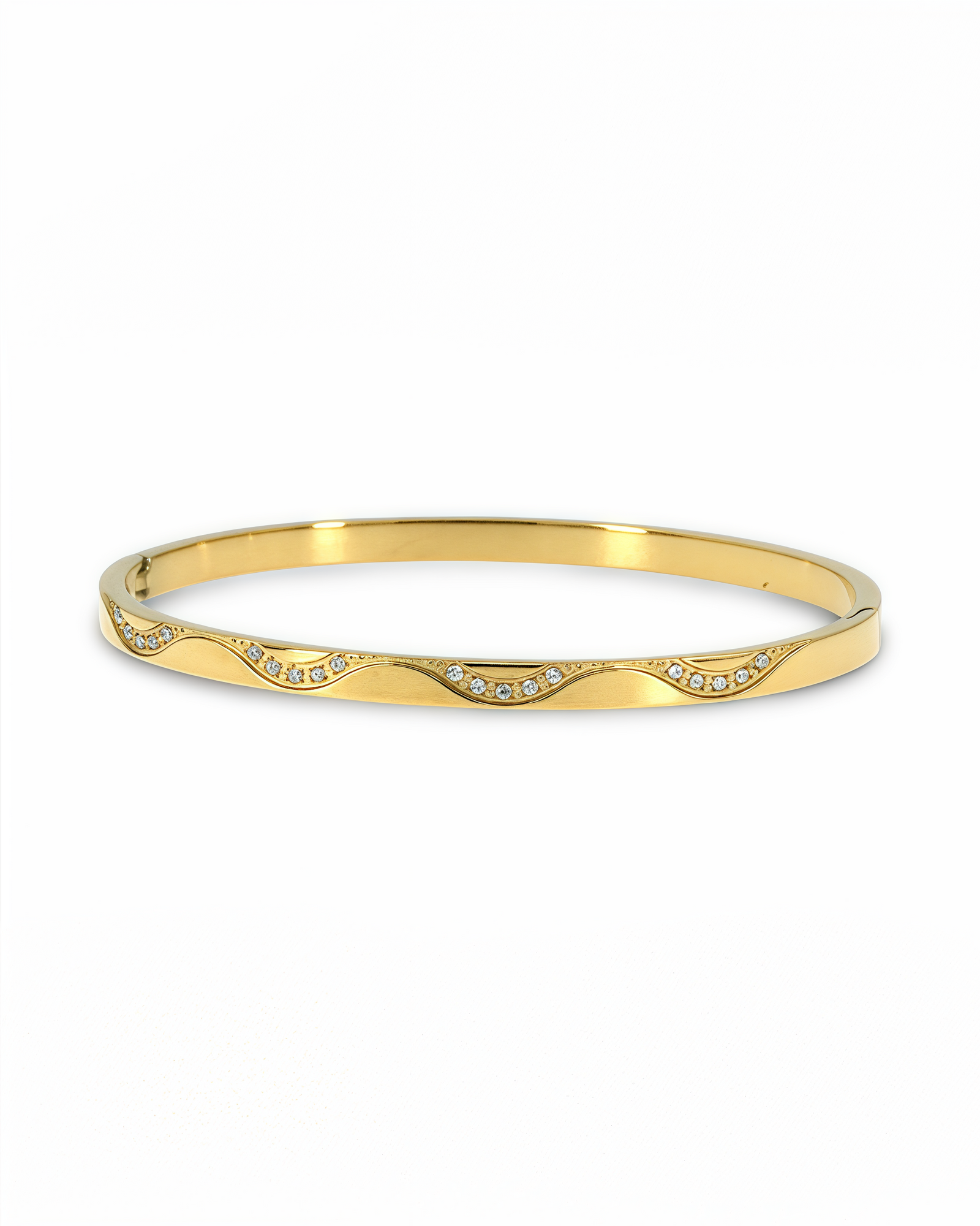 Wave Crystal Bangle Bracelet – Gold & Silver