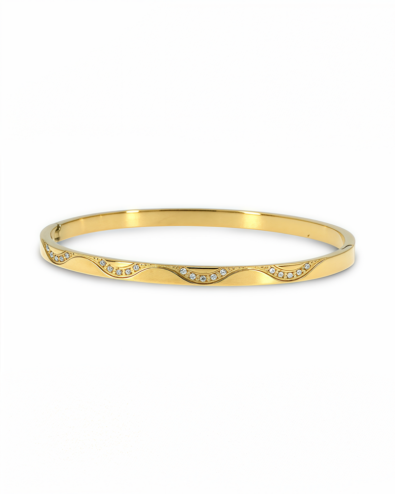 Wave Crystal Bangle Bracelet – Gold & Silver