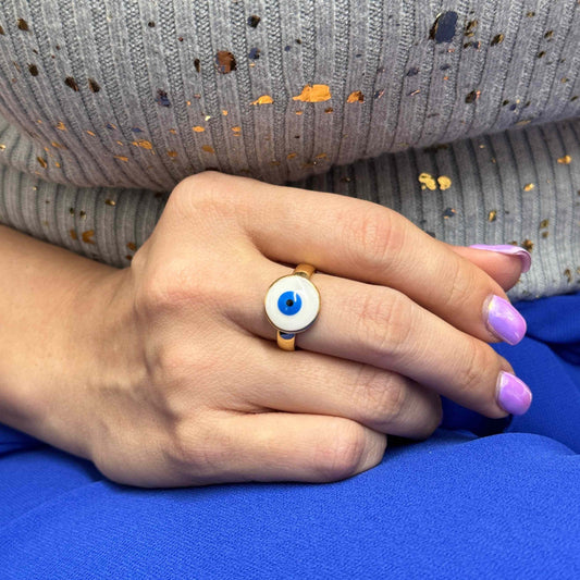 WHITE EYE GOLD RING