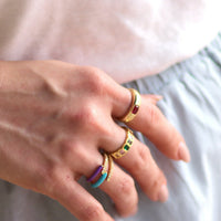 GOLD ADJUSTABLE RING WITH RECTANGULAR FUCHSIA ZIRCONIA