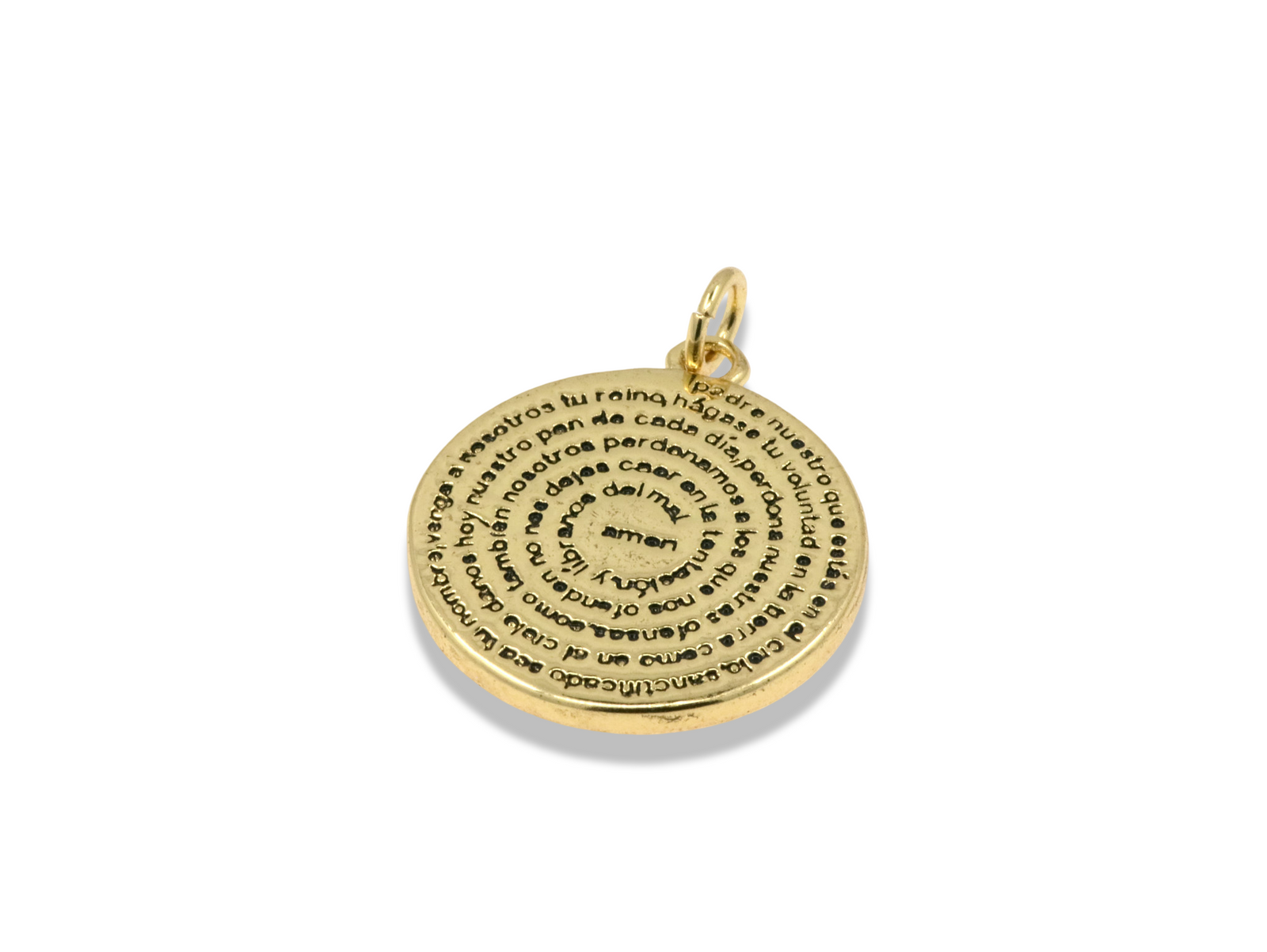 Small Gold Round Medal Pendant with Lord’s Prayer (Spanish)