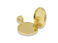 Gold Saint Benedict Locket Pendant with Pavé Border