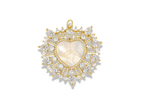 Miraculous Medal Pendant with Mother of Pearl & Zirconia Border