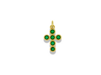 Mini Gold Cross Pendant with Round Crystal Accents