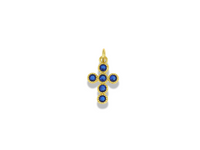 Mini Gold Cross Pendant with Round Crystal Accents