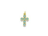 Mini Gold Cross Pendant with Round Crystal Accents