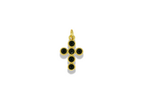 Mini Gold Cross Pendant with Round Crystal Accents