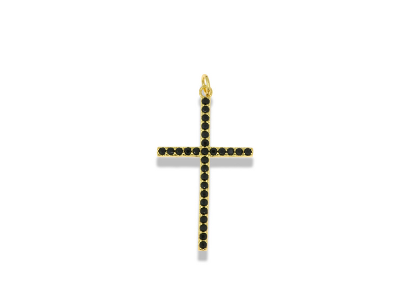 Pavé Cross Pendant - Silver & Black Edition