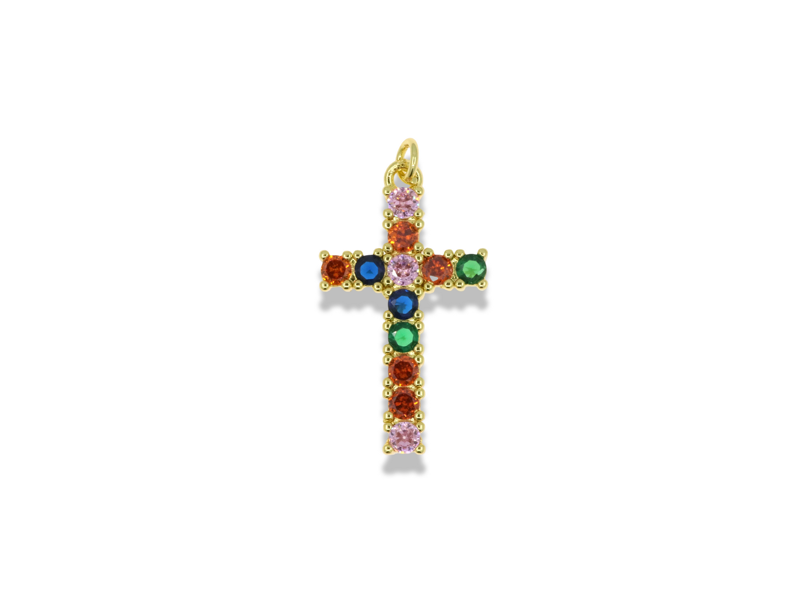 Multicolor Zirconia Cross Pendant