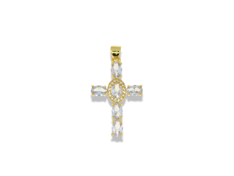 Oval Crystal Cross Pendant