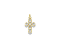 Mini Gold Cross Pendant with Round Crystal Accents