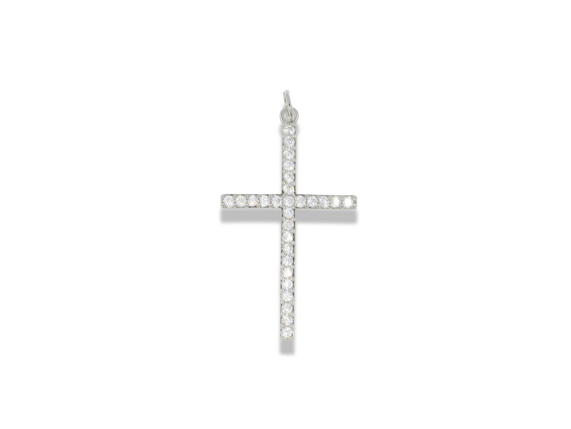 Pavé Cross Pendant - Silver & Black Edition