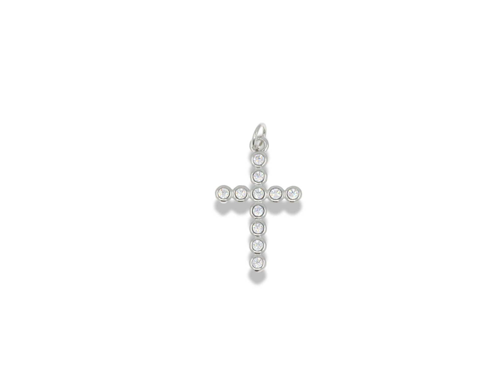 Silver Clear Crystal Cross Pendant