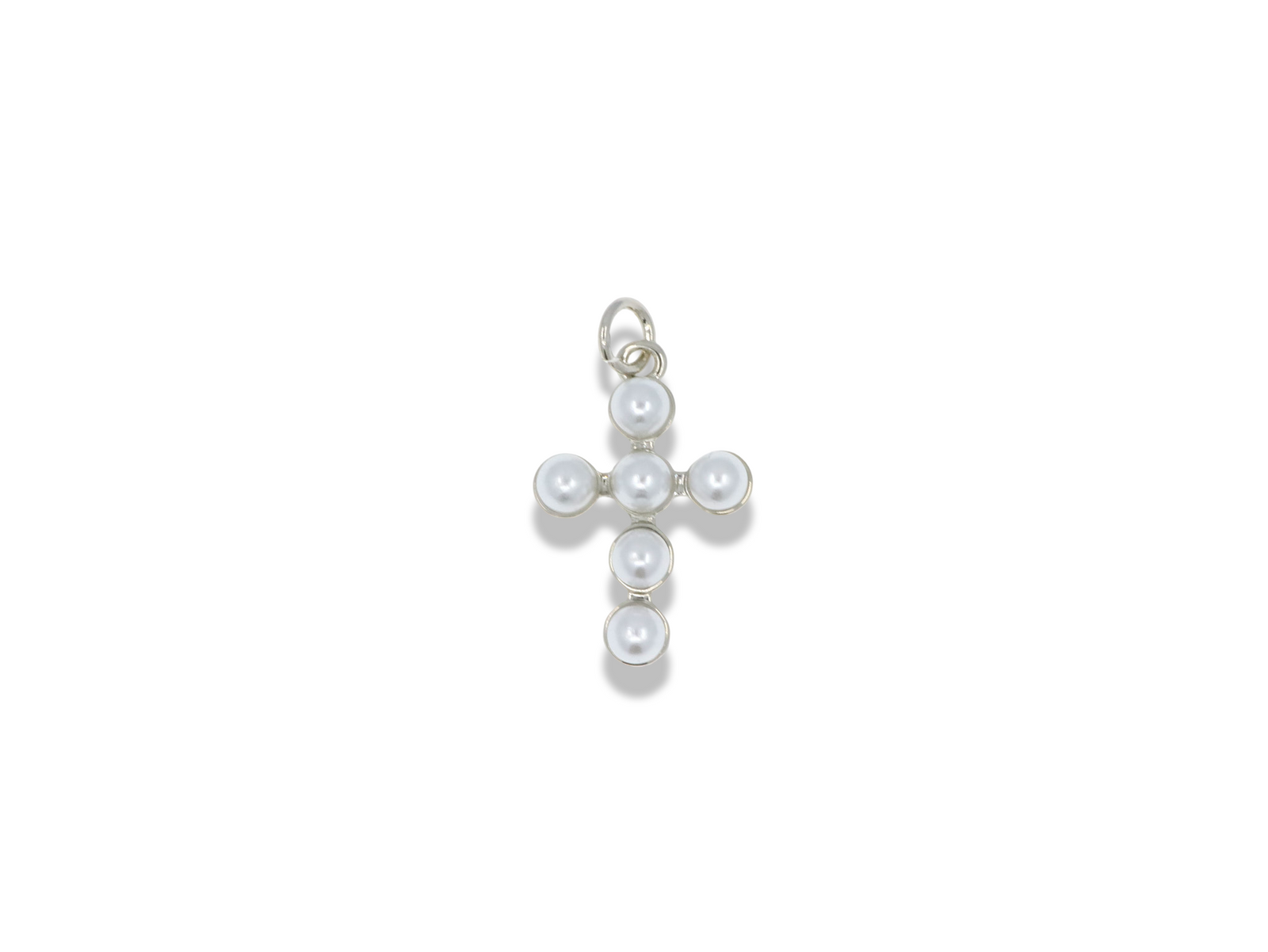 Mini Silver Pearl Cross Pendant