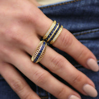 ADJUSTABLE HEXAGON RING WITH SQUARE ZIRCON CENTER & PAVE SIDE STONES