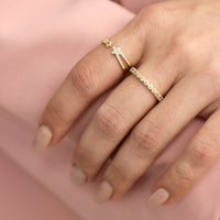 Dainty Thin Band Ring with Micro Pavé Cubic Zirconia