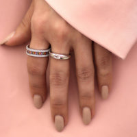 Silver Adjustable Ring with Rectangular Zirconia