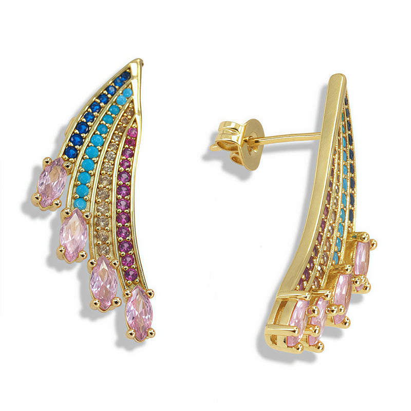 Rainbow Wing Statement Earrings