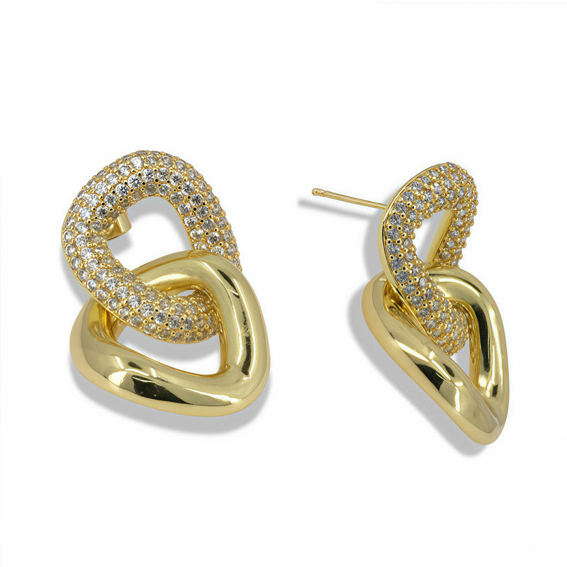 Interlocking Pavé Link Statement Earrings