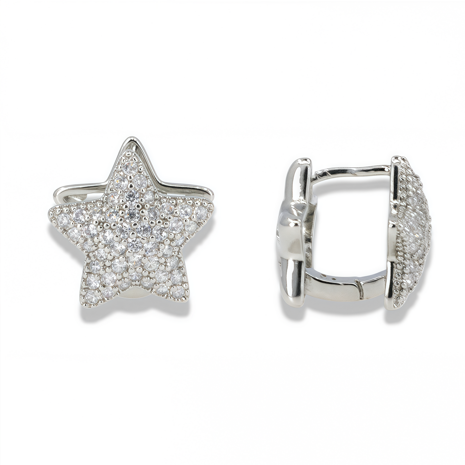 Pavé Star Huggie Earrings