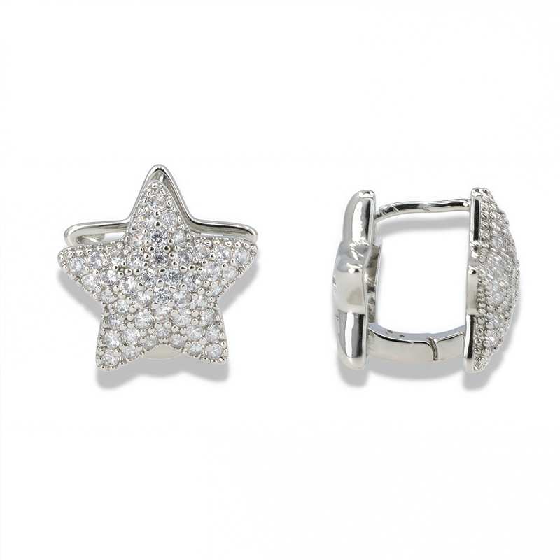 Pavé Star Huggie Earrings