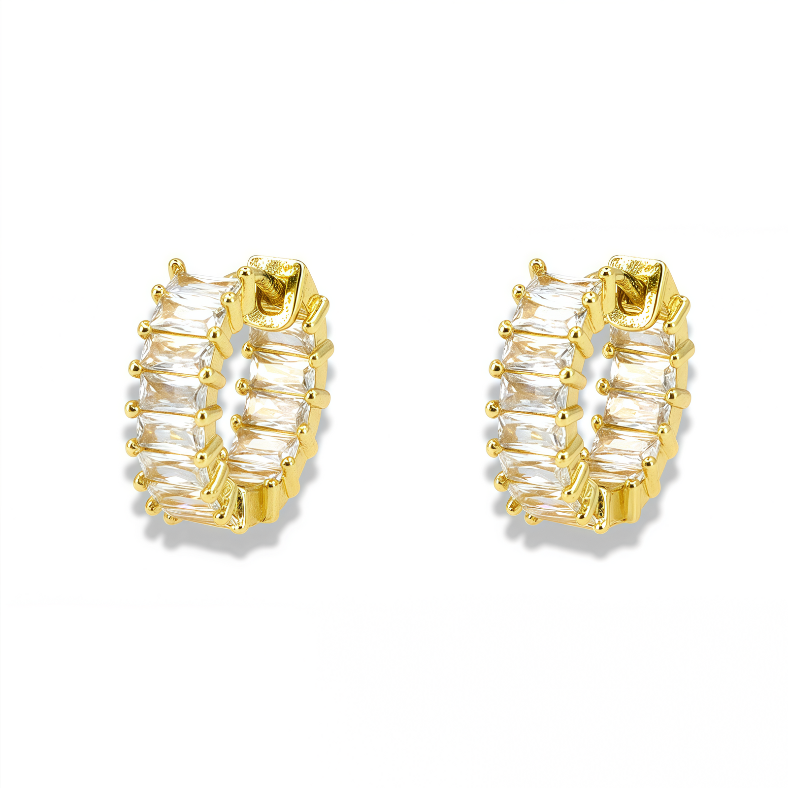 Baguette Crystal Huggie Earrings