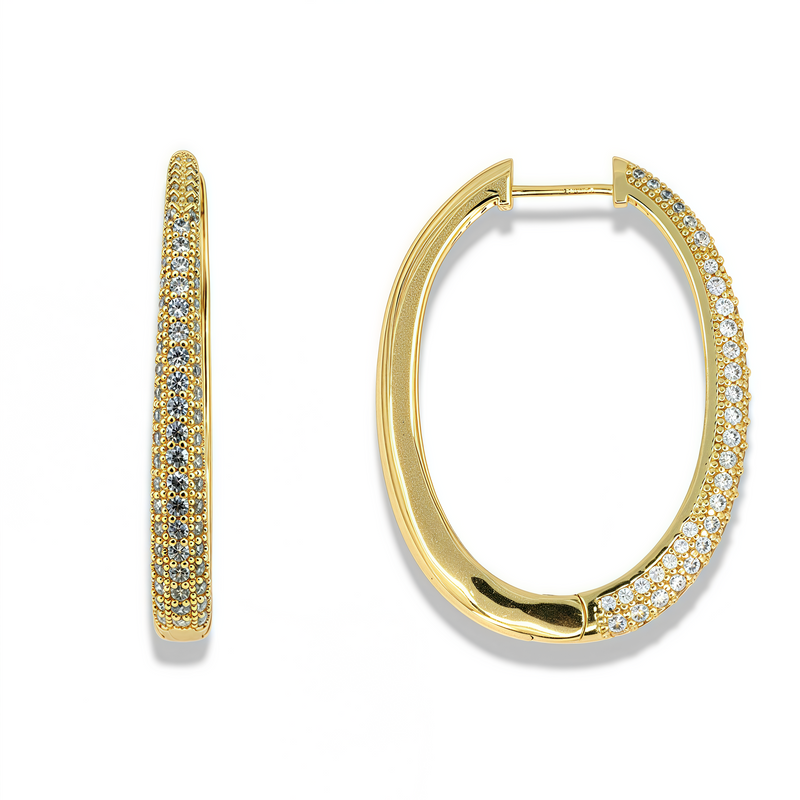 Pavé Oval Hoop Earrings