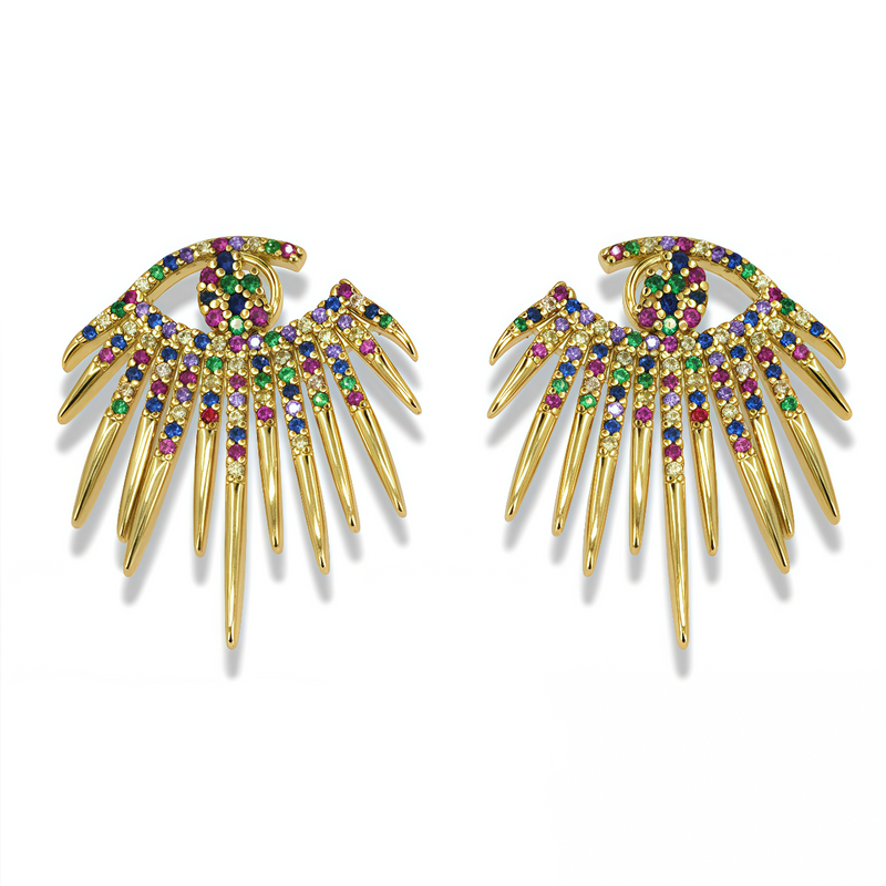 Rainbow Spike Statement Earrings