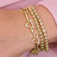 Gold Double Strand Cubic Zirconia Beaded Bracelet