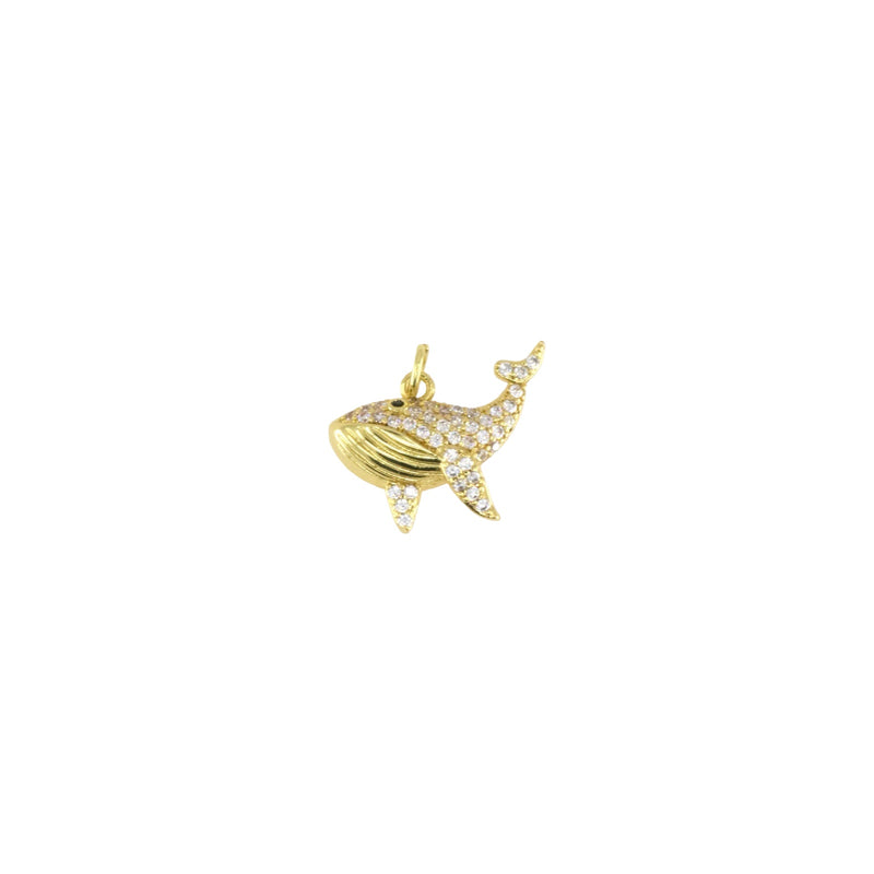Mini Gold Whale Pavé Pendant