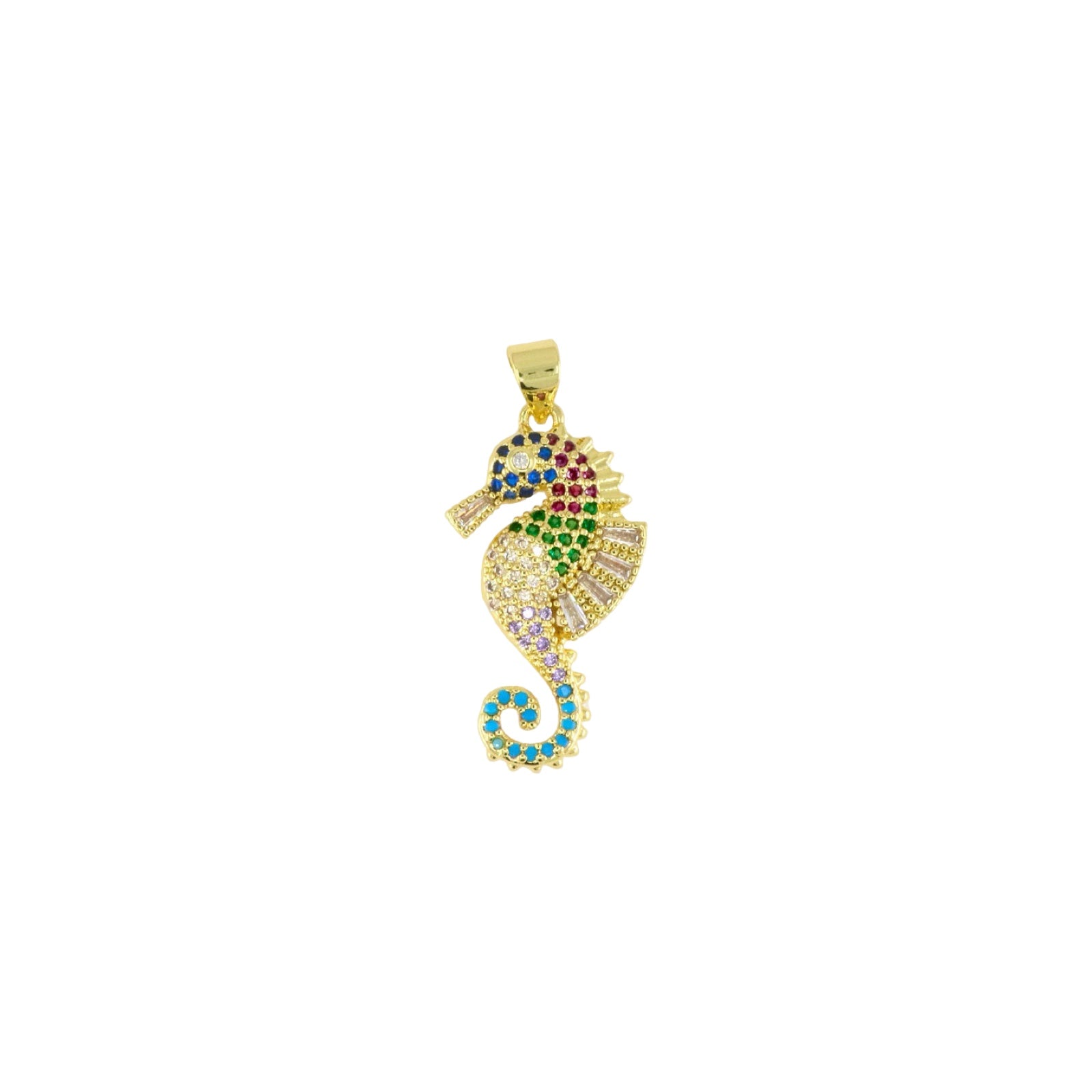 Multicolor Pavé Seahorse Pendant