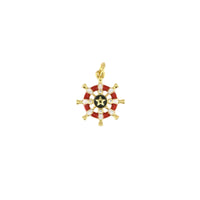 Red Enamel Ship Wheel Pendant