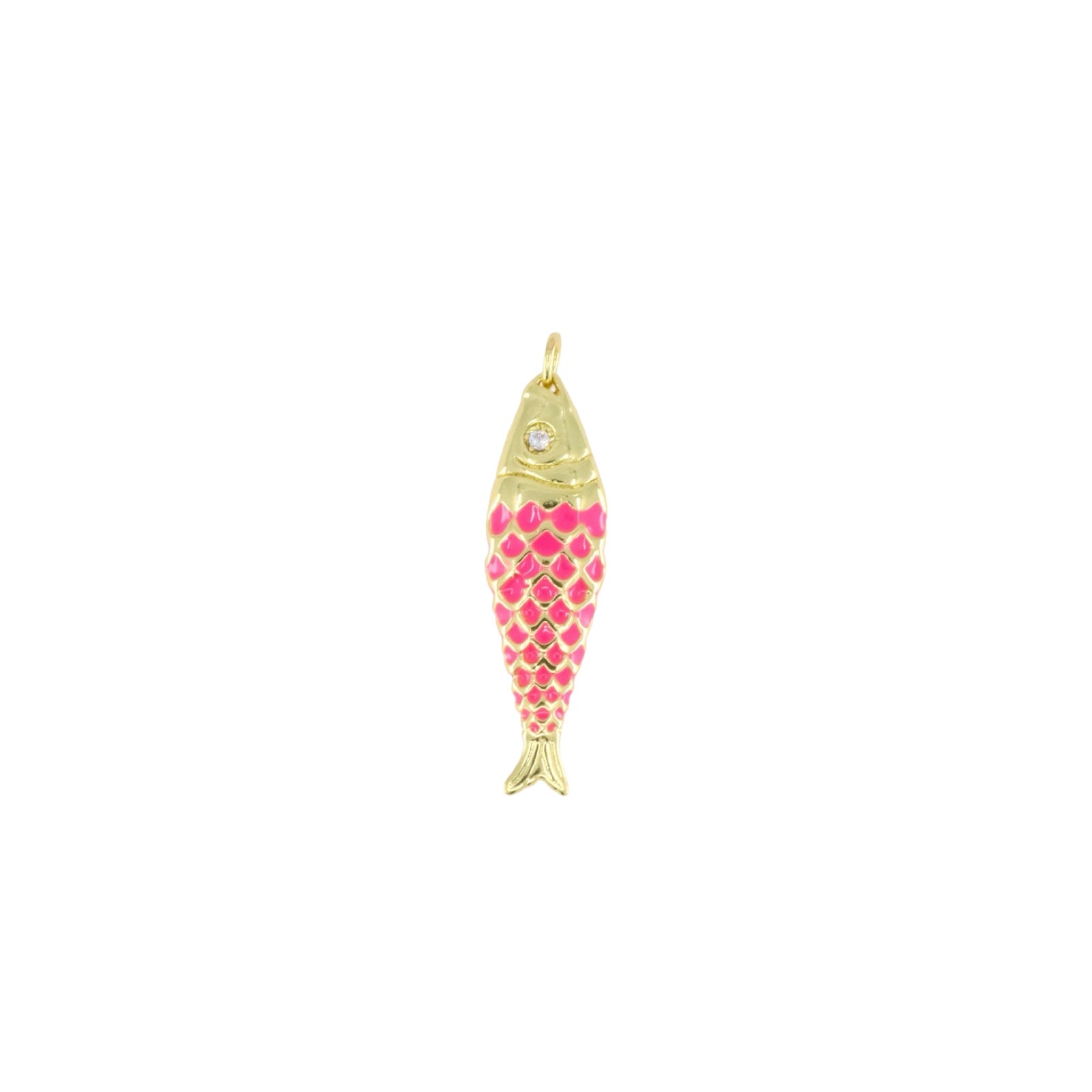 Gold Rigid Fish Pendant – Blue & Pink