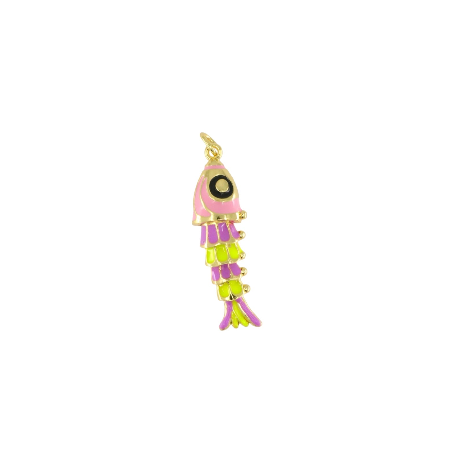 Modern Painted Moving Fish Pendant