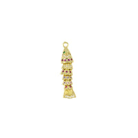 Gold Fish Pendant with Fuchsia Crystal Scales