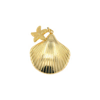 Gold Shell Pendant with Dangling Starfish
