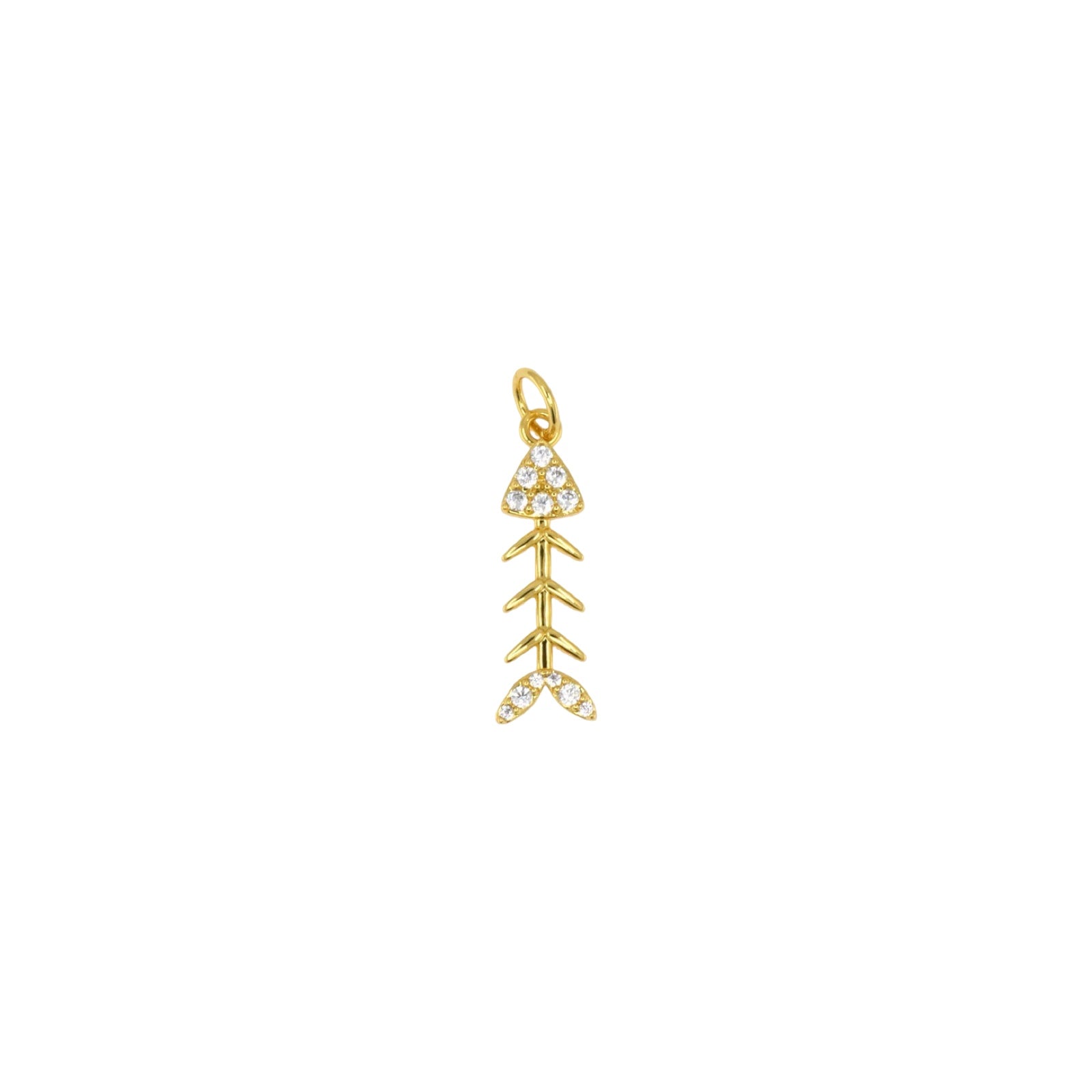 Mini Golden Bone Fish Pendant with Crystal