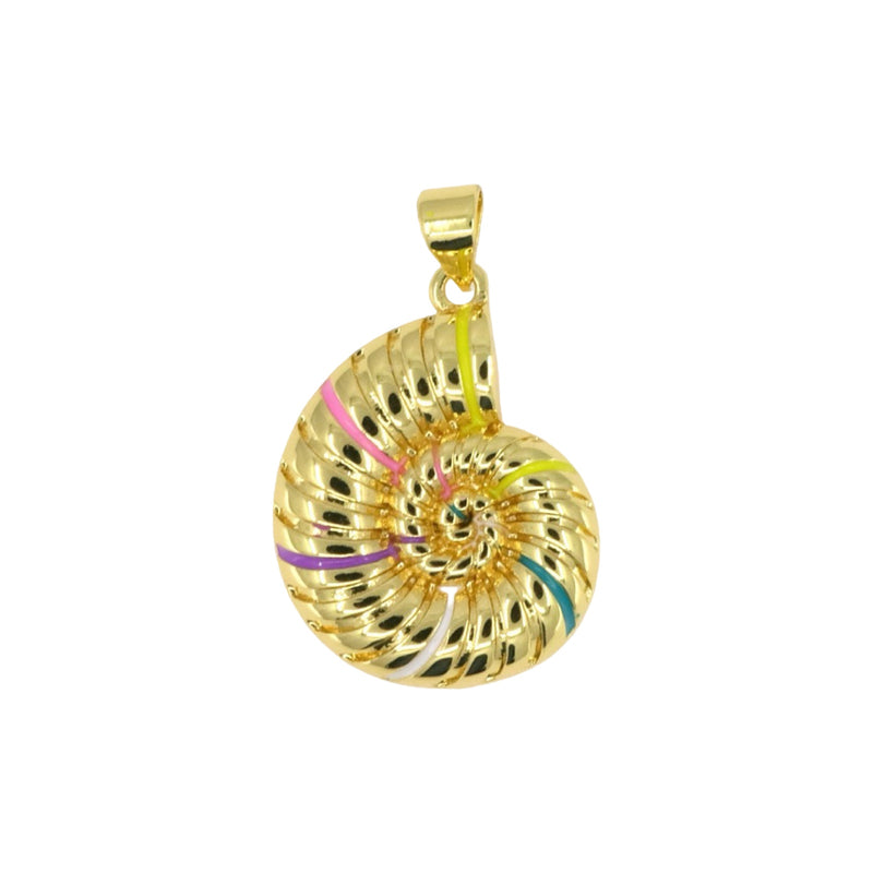 Mini Conch Shell Pendant with Painted Details