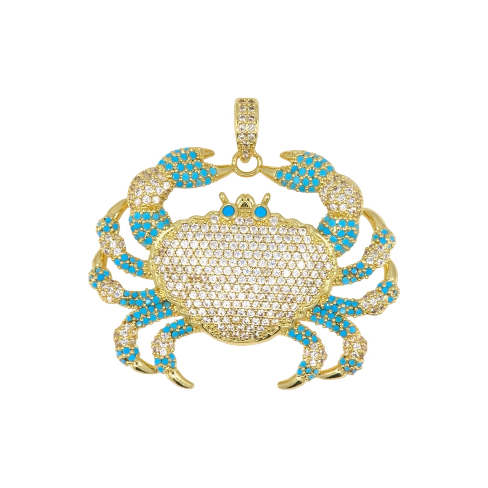 Large Crab Pendant with Pavé & Turquoise Details