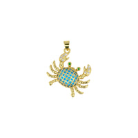Mini Pavé Crab Pendant in Gold & Blue