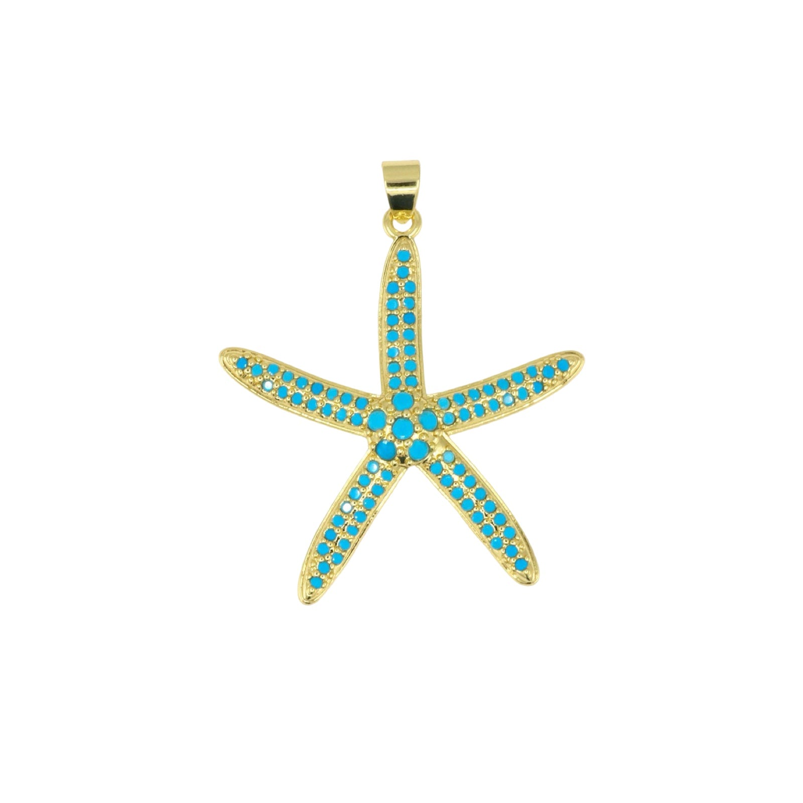 Golden Starfish Pendant with Turquoise Details