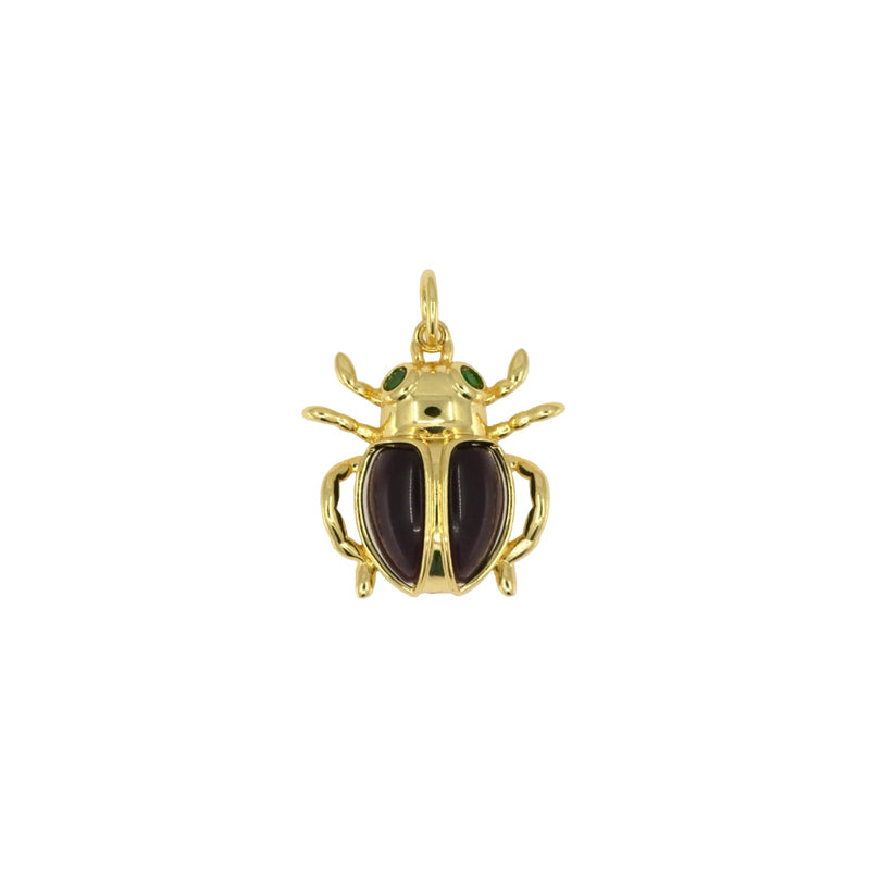 Golden Scarab Pendant with Stone Detail