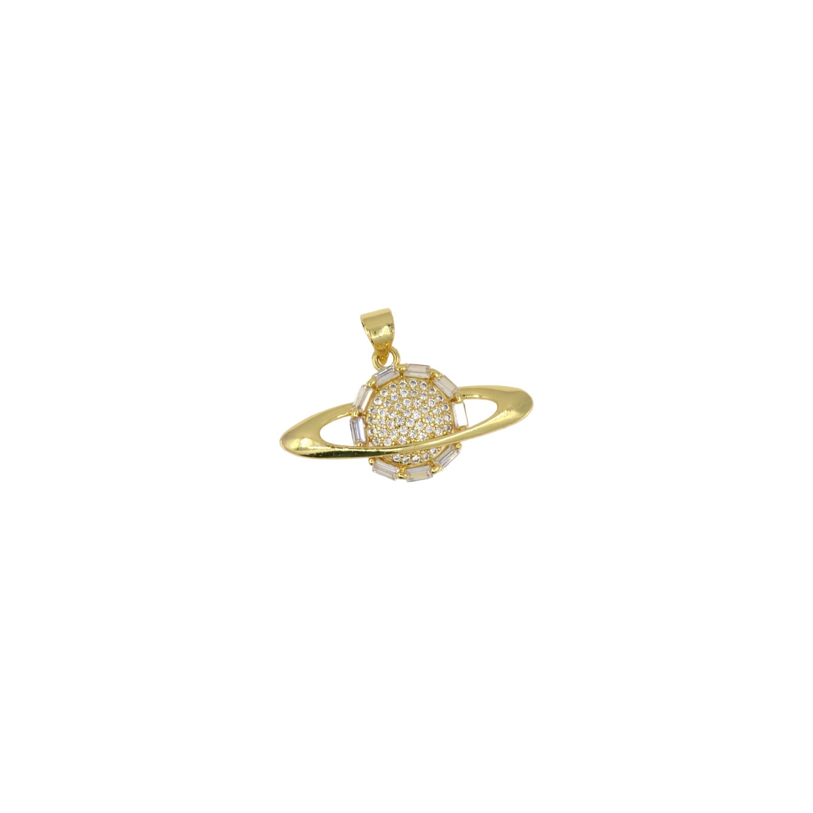 Gold Saturn Pavé Pendant