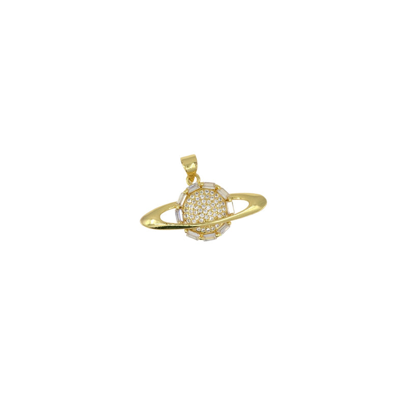 Gold Saturn Pavé Pendant