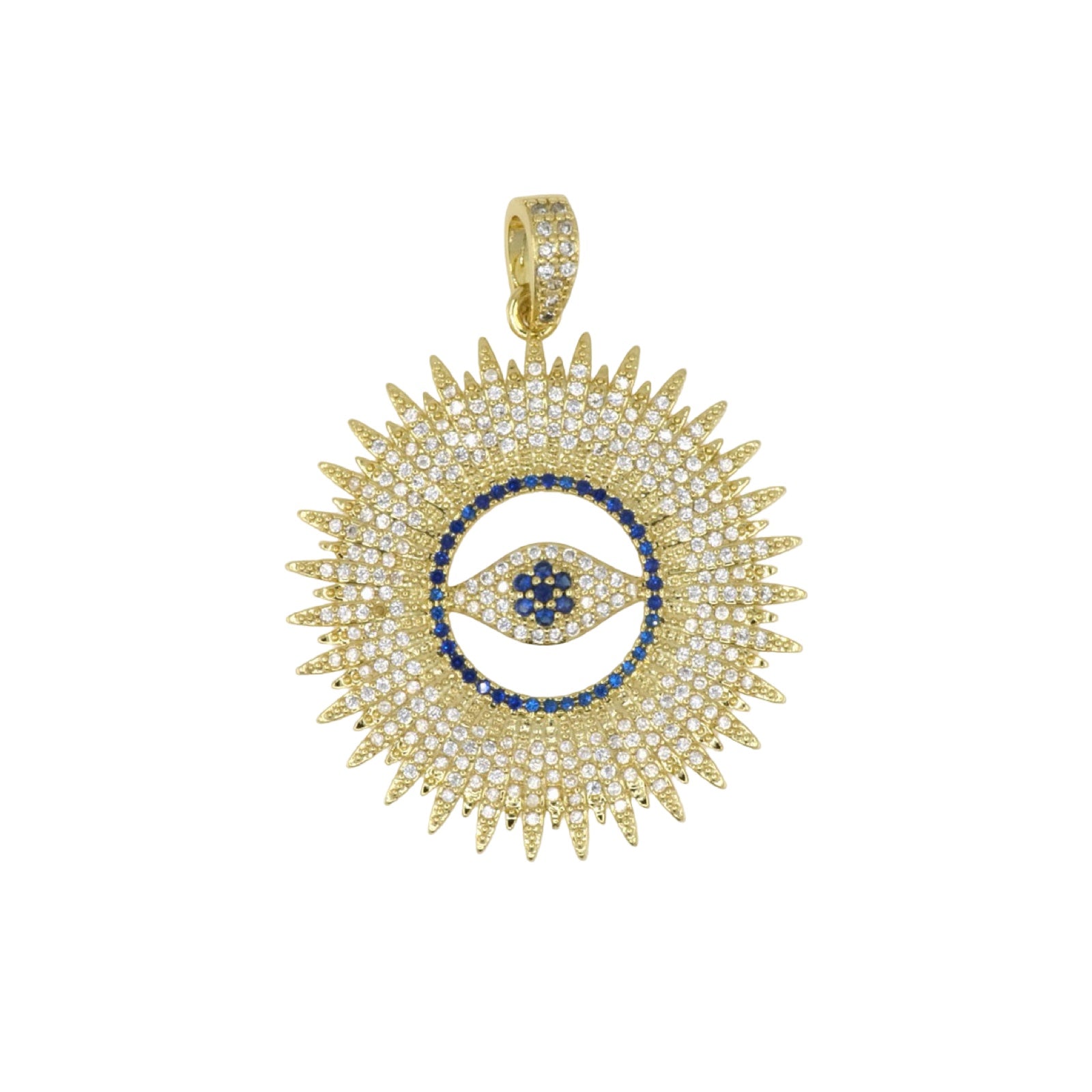 Gold Pavé Evil Eye Sunburst Pendant
