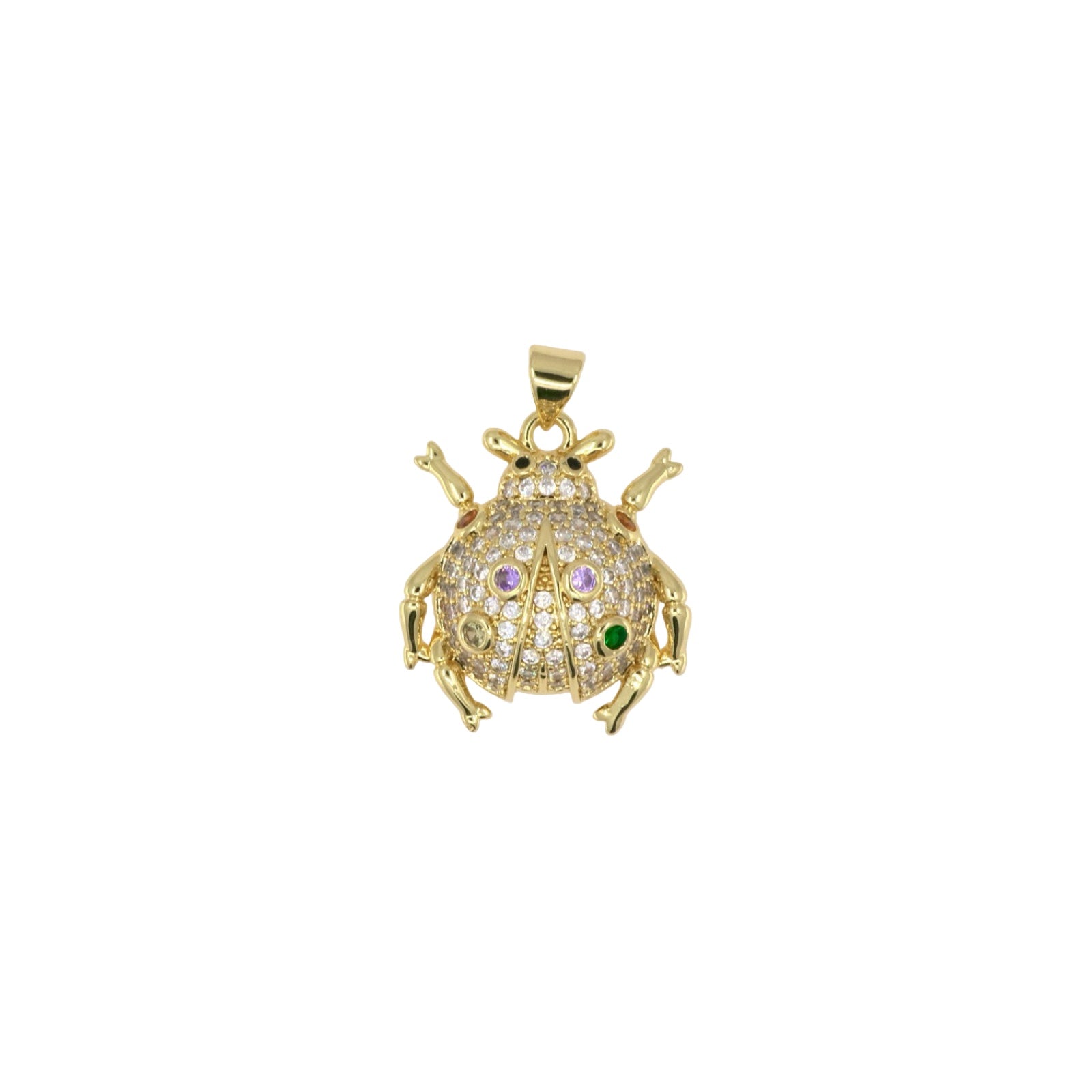 Ladybug Pavé Pendant with Multicolor Crystal Details