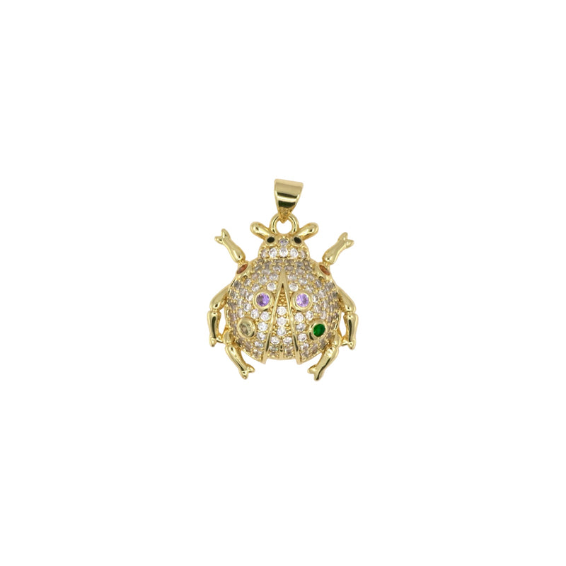 Ladybug Pavé Pendant with Multicolor Crystal Details