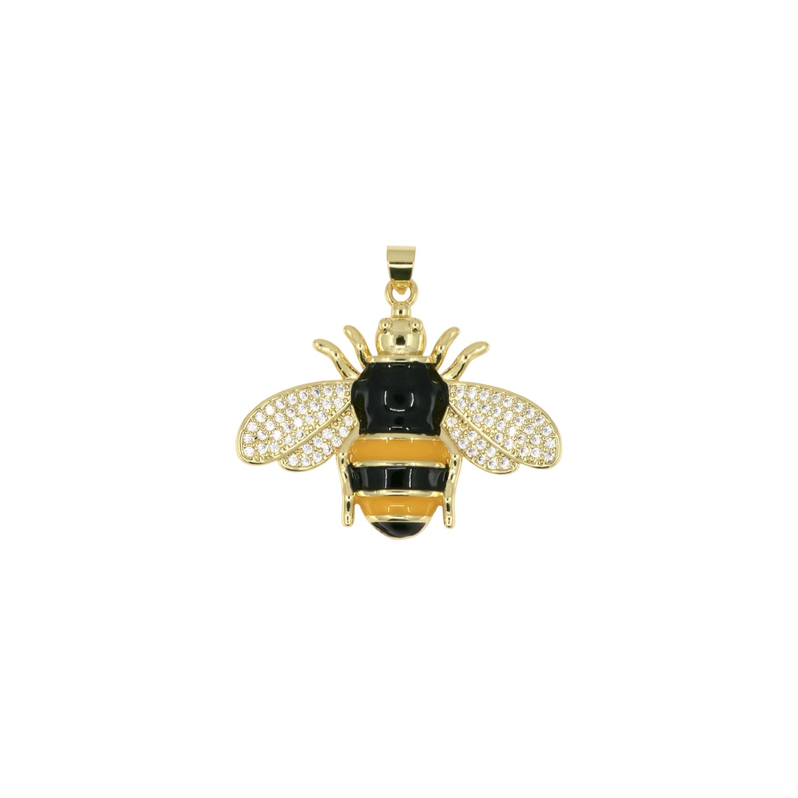 Enamel Bee Pendant with Pavé Crystal Details